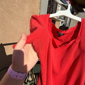 Polo by Ralph Lauren Women's Bold Red Ribbed Top